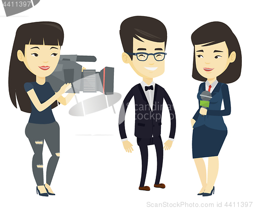 Image of TV interview vector illustration.