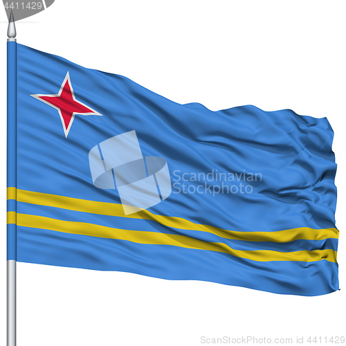 Image of Aruba Flag on Flagpole