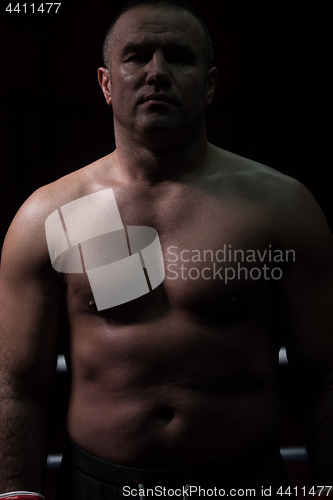 Image of portrait of muscular professional kickboxer