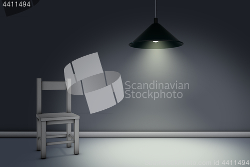 Image of chair under lamp