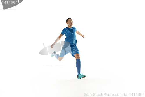 Image of Professional football soccer player isolated white background