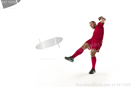 Image of Professional football soccer player isolated on white background