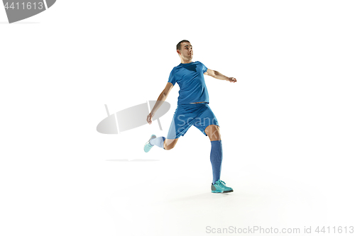 Image of Professional football soccer player isolated white background