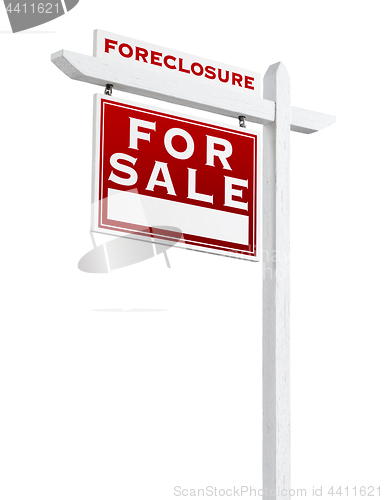 Image of Left Facing Foreclosure Sold For Sale Real Estate Sign Isolated 