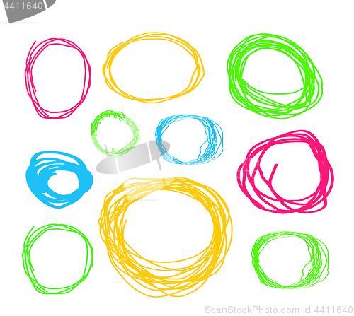 Image of Hand drawn highlighter elements. Vector circles