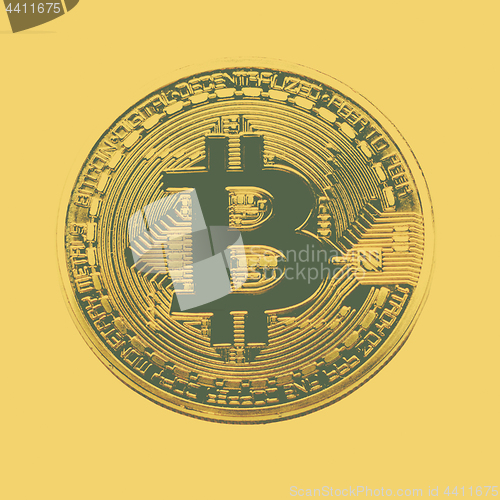 Image of Bitcoin coin photo close-up. Crypto currency, blockchain technology