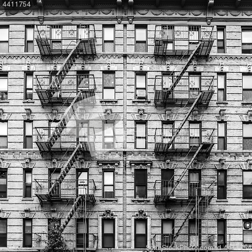 Image of A fire escape of an apartment building in New York city