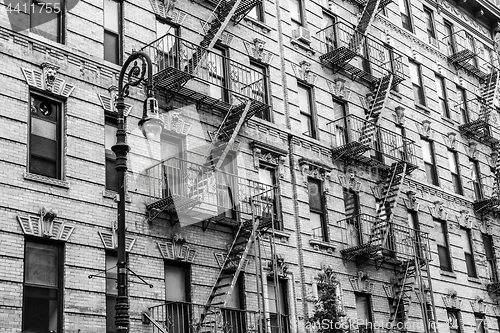 Image of A fire escape of an apartment building in New York city