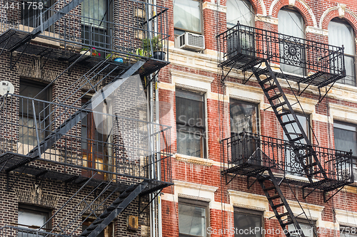 Image of A fire escape of an apartment building in New York city