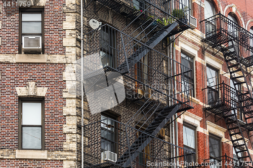 Image of A fire escape of an apartment building in New York city