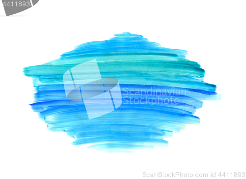 Image of Bright blue and green paint shape on white background