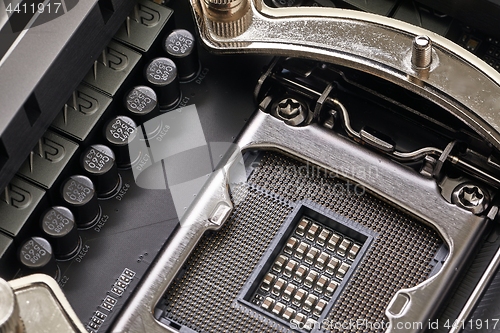 Image of Motherboard detail of a computer