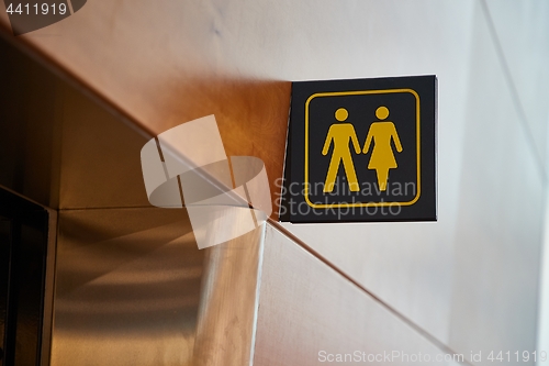 Image of Toilet sign in a building