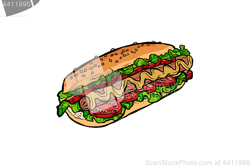 Image of hot dog isolated on white background