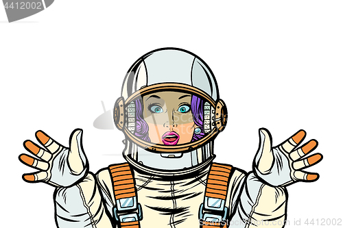 Image of astronaut woman surprised pop art