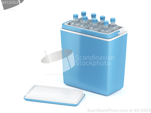 Image of Cooling box with water bottles