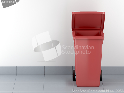 Image of Red plastic waste container