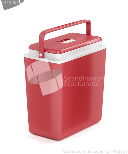 Image of Red portable refrigerator