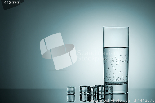 Image of Glass of water and ice cubes