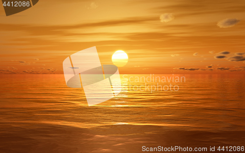 Image of a beautiful golden sunset at the ocean