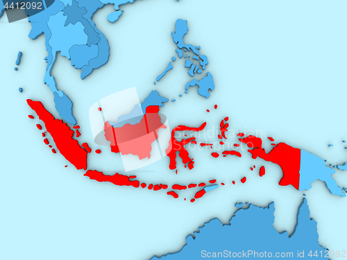 Image of Indonesia on 3D map