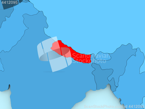 Image of Nepal on 3D map