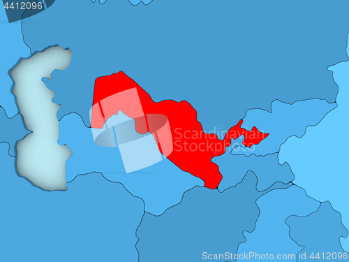Image of Uzbekistan on 3D map