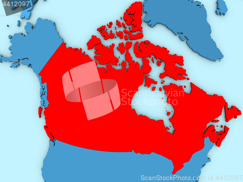 Image of Canada on 3D map