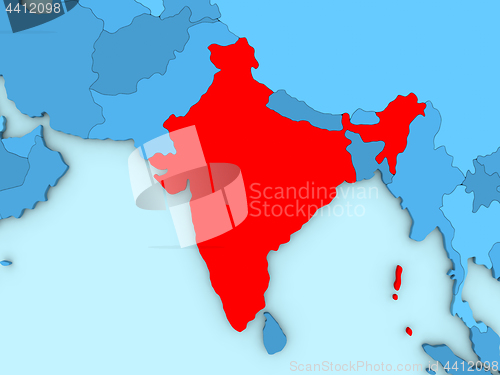 Image of India on 3D map