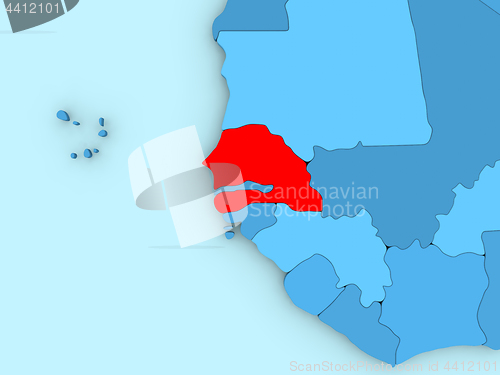 Image of Senegal on 3D map
