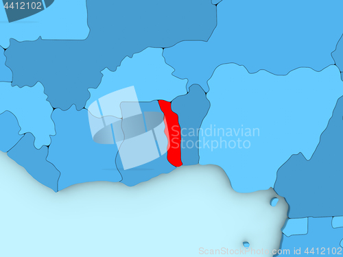 Image of Togo on 3D map