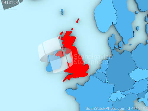 Image of United Kingdom on 3D map