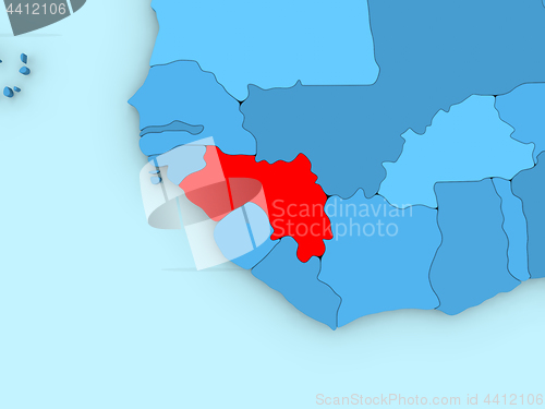 Image of Guinea on 3D map