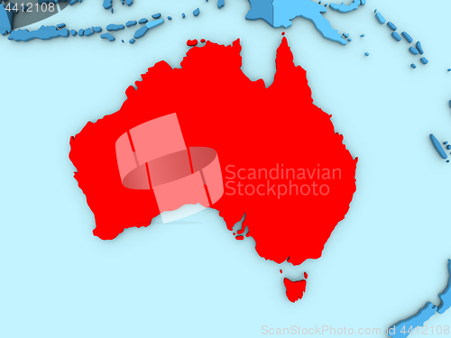 Image of Australia on 3D map