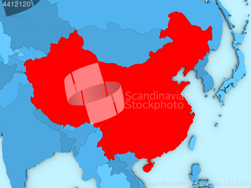 Image of China on 3D map