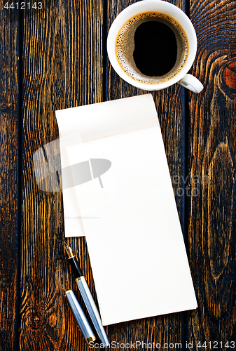 Image of coffee and note