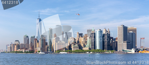 Image of Panoramic view of Lower Manhattan, New York City, USA