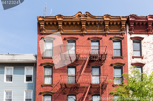 Image of A fire escape of an apartment building in New York city