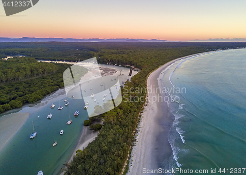 Image of Scenic Landscape beach and inlet dawn