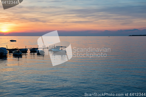 Image of Scenic view of beautiful sunset above the sea