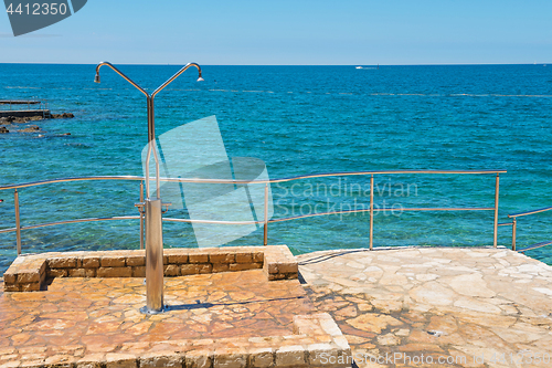 Image of Shower on the rocky beach in Istria