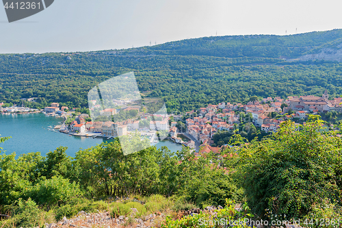 Image of Aerial panoramic view to the seaport in Croatia