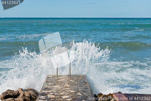 Image of High waves and water splashes in Istria, Croatia