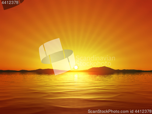 Image of a beautiful golden sunset at the ocean