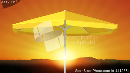 Image of yellow umbrella sunshade sunset