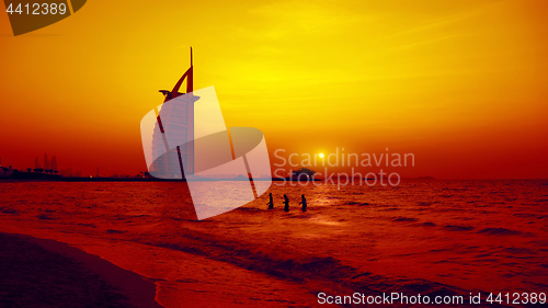 Image of Burj Al Arab Dubai at sunset