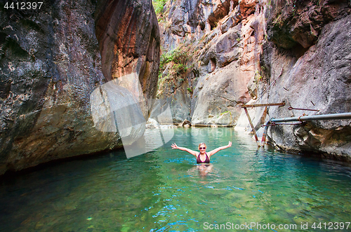 Image of Swimming in the cold waters of the canyon