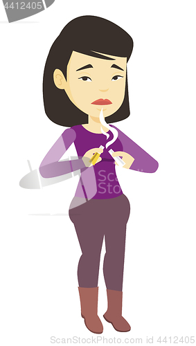 Image of Young woman quitting smoking vector illustration.