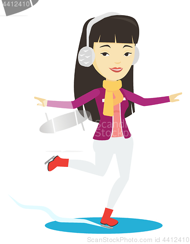 Image of Woman ice skating vector illustration.