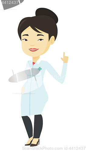 Image of Doctor showing finger up vector illustration.